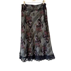 Dimri Skirt Midi M Lettuce Hem Mesh Lined Floral Whimsigoth Forest Fairy Y2K